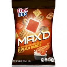 Chex Mix MAX'D Flavored Snack Mix - Trans Fat Free, Cholesterol-free - Buffalo Ranch - 8 / Box