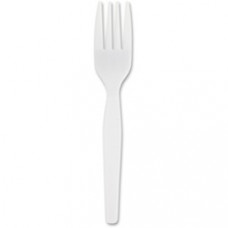 Genuine Joe Heavyweight White Plastic Forks - 100/Box - Polystyrene - White