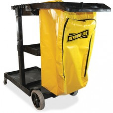 Genuine Joe Workhorse Janitor's Cart - 40" Width x 20.5" Depth x 38" Height - Charcoal, Yellow
