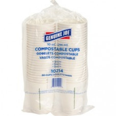 Genuine Joe Eco-friendly Paper Cups - 10 fl oz - 50 / Pack - White - Paper