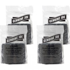 Genuine Joe Round Plastic Black Plates - Black - Plastic Body - 500 / Bundle