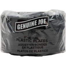 Genuine Joe Round Plastic Black Plates - 9