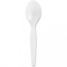 Genuine Joe Heavyweight Disposable Spoons - 100/Box - Polystyrene - White
