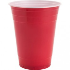 Genuine Joe 16 oz Plastic Party Cups - 16 fl oz - 50 / Pack - Red - Plastic - Party, Cold Drink