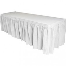 Genuine Joe Nonwoven Table Skirts - 14 ft Length - Adhesive Backing - 1 Each - Polyester - White