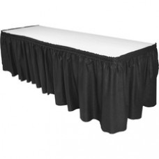 Genuine Joe Nonwoven Table Skirts - 14 ft Length x 29" Width - Adhesive Backing - 6 / Carton - Polyester - Black