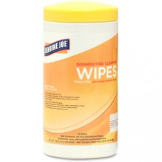 Genuine Joe Lemon Disinfecting Cleaning Wipes - Ready-To-Use Wipe - Lemon Scent - 6