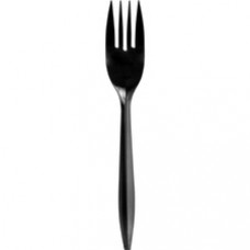 Genuine Joe Medium-weight Individually Wrapped Forks - 1000/Carton - Fork - Breakroom - Disposable - Black