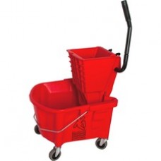 Genuine Joe Steel Handle Mop Bucket/Wringer Combo - 26 quart - Plastic - Red