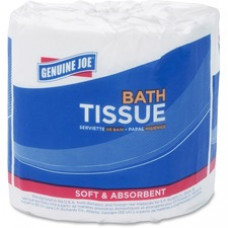 Genuine Joe 2-ply Standard Bath Tissue Rolls - 2 Ply - 3" x 4" - 400 Sheets/Roll - White - Perforated, Absorbent, Soft - 96 / Carton
