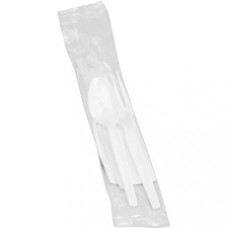 Genuine Joe Fork/Knife/Spoon Utensil Kit - 250/Carton - Polystyrene - White