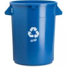 Genuine Joe 32-gallon Heavy-duty Trash Container - 32 gal Capacity - Plastic - Blue - 6 / Carton