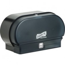 Genuine Joe Standard Bath Tissue Roll Dispenser - Manual - Roll - 2000 x Sheet, 2 x Roll - Black - Sliding Door - 6 / Carton