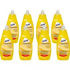 Genuine Joe Lemon Dish Detergent - Concentrate Liquid - 38 fl oz (1.2 quart) - Lemon Scent - 8 / Carton - Yellow