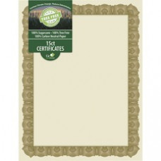 Tree Free Award Certificates, 8.5 x 11, Natural with Gold Braided Border, 15/Pack