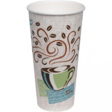 Dixie PerfecTouch Insulated Paper Hot Coffee Cups by GP Pro - 25 / Pack - 20 fl oz - 20 / Carton - White, Green, Brown - Paper - Hot Drink
