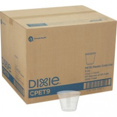Dixie Squat Cold Cups by GP Pro - 50 - 9 fl oz - 20 / Carton - Clear - PETE Plastic - Soda, Iced Coffee, Sample, Breakroom, Restaurant, Lobby, Coffee Shop