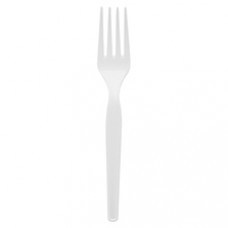 Dixie Medium Weight Plastic Cutlery - 100 / Box - 1000 Piece(s) - 1000/Carton - 1000 x Fork - Polystyrene - White