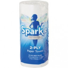 Sparkle ps Sparkle Premium Roll Towels - 2 Ply - 70 Sheets/Roll - White - Absorbent, Perforated - 30 / Carton