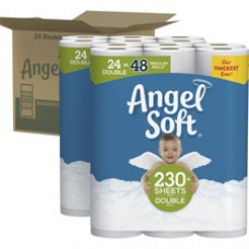 Angel Soft® Double-Roll Toilet Paper - 2 Ply - White - Durable, Soft, Septic Safe, Comfortable - For Bathroom - 48 / Carton