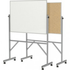 Ghent Reversible Cork Bulletin Board/Magnetic Whiteboard with Aluminum Frame - 48