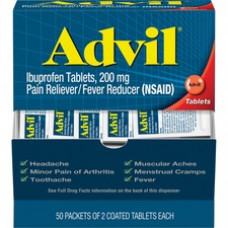 Advil Coated Tablets - For Pain, Headache, Backache, Menstrual Cramp, Joint Pain, Fever - 1 / Each - 2 Per Packet