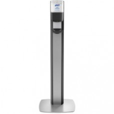 PURELL® MESSENGER ES6 Silver Panel Floor Stand with Dispenser - Floor Stand - Graphite, Silver