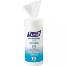 PURELL® Alcohol Formula Hand Sanitizing Wipes - White - Pre-moistened, Durable, Lint-free, Textured, Fragrance-free, Dye-free, Non-sticky, Residue-free - For Hand - 80 Per Canister - 12 / Carton