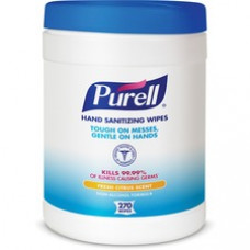 PURELL® Sanitizing Wipes - White - Ethyl Alcohol - Lint-free, Durable, Textured, Individually Wrapped - For Travelling, Food Service, Healthcare, Hospitality, General Purpose, Hand - 270 Quantity Per Canister - 6 / Carton