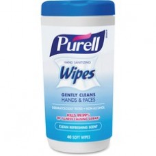 PURELL® Clean Scent Hand Sanitizing Wipes - White - Alcohol-free - For Hand, Multi Surface, Face - 40 Quantity Per Canister - 40 / Each
