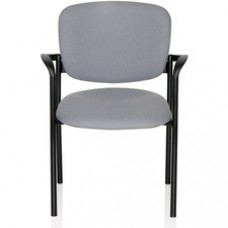 United Chair Brylee Guest Stack Chair with Arms - Abyss Fabric Seat - Abyss Fabric Back - Black Polymer, Tubular Steel Frame - Four-legged Base - Armrest - 2 / Carton