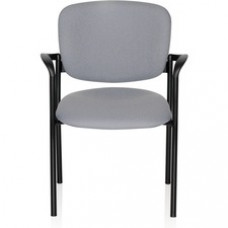 United Chair Brylee Guest Stack Chair with Arms - Ebony Fabric Seat - Ebony Fabric Back - Black Polymer, Tubular Steel Frame - Four-legged Base - Armrest - 2 / Carton