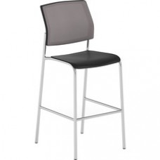 United Chair Stool Without Arms - Navy Seat - Exact Back - Black Steel Frame - Four-legged Base - 1 Each