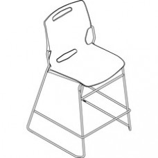United Chair Pilo Stool - Black Polypropylene Seat - Black Polypropylene Back - Polished Chrome Steel Frame - 1 Each