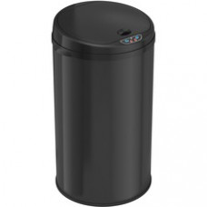 HLS Commercial 8-Gallon Sensor Trash Can - Hinged Lid - 8 gal Capacity - Round - Touchless - Sensor, Bacteria Resistant, Vented, Handle, Mobility, Fingerprint Resistant - 20.2