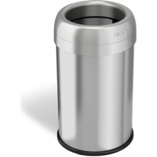 HLS Commercial Stainless Steel Open Top Trash Can - 13 gal Capacity - Round - Manual - Heavy Duty, Fingerprint Resistant, Bacteria Resistant, Vented, Handle, Easy to Clean - 24.5