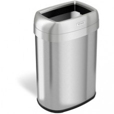 HLS Commercial Stainless Steel Open Top Trash Can - 13 gal Capacity - Elliptical - Manual - Heavy Duty, Fingerprint Resistant, Bacteria Resistant, Vented, Handle, Easy to Clean - 24.3