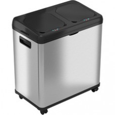 HLS Commercial 16-Gallon Combo Sensor Trash Can - Multi-compartment - 16 gal Capacity - Rectangular - Touchless - Sensor, Wheels, Durable, Handle, Fingerprint Resistant, Smudge Resistant, Easy to Clean, Mobility - 22