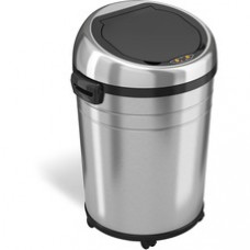 HLS Commercial XL Round Stainless Sensor Trash Can - 18 gal Capacity - Round - Touchless - Sensor, Bacteria Resistant, Caster, Mobility, Smudge Resistant, Easy to Clean, Vented - 32.6
