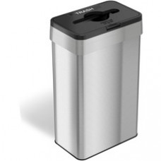 HLS Commercial 21-Gallon Rectangular Open Trash Can - Push Button Opening - 21 gal Capacity - Rectangular - Fingerprint Proof, Smudge Resistant, Easy to Clean - 34
