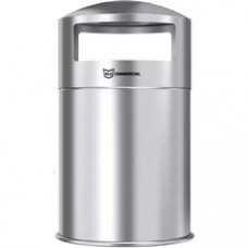 HLS Commercial 50-Gallon Dual Side-Entry Trash Can - 50 gal Capacity - Round - Durable, Compact, Smudge Resistant, Ash Pan, Water Resistant, Rust Resistant - 40.2