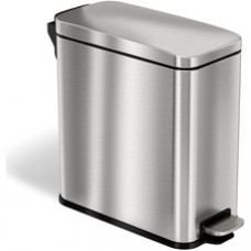 HLS Commercial Soft Step 3-Gallon Trash Can - 3 gal Capacity - Smooth, Pedal Control, Fingerprint Proof, Smudge Resistant, Lid Locked, Handle, Durable, Easy to Clean, Compact, Removable Inner Bin - 13.8