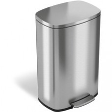 HLS Commercial Stainless Steel Soft Step Trash Can - 13 gal Capacity - Yes - Smooth, Foot Pedal, Fingerprint Resistant, Smudge Resistant, Lid Locked, Removable Inner Bin, Non-skid, Rubber Feet, Handle, Durable - 25.5