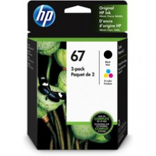HP 67 Original Standard Yield Inkjet Ink Cartridge - Tri-color, Black - 2 / Pack - 120 Pages Black, 100 Pages Tri-color