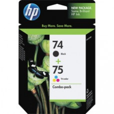 HP 74/75 Original Ink Cartridge Combo Pack - Black, Cyan, Magenta, Yellow - Inkjet - 200 Pages Black, 170 Pages Tri-color - 2 / Pack
