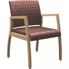 HPFI Axxess 984 Chair with Arms - Sangria Polyester, High Density Foam (HDF) Seat - Sangria Polyester, Foam Back - Maple Hardwood Frame - Square Base - Armrest - 1 Each