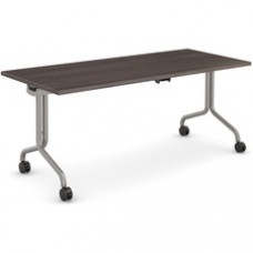 HPFI Duality Training Table - Driftwood Rectangle Top - Powder Coated Silver Base x 72