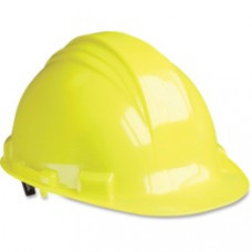 NORTH Yellow Peak A79 HDPE Hard Hat - Adjustable Suspender, Comfortable, Lock Mechanism, Adjustable Height - Head, Chemical, Thread Abrasion, Impact, Welding Sparks Protection - Nylon, High-density Polyethylene (HDPE), Plastic Suspension - Yellow - 1 Each