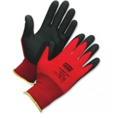NORTH NorthFlex Red XL Work Gloves - 10 Size Number - X-Large Size - Polyvinyl Chloride (PVC), Nylon - Red, Black - Air Vent, Abrasion Resistant, Lightweight, Knit Wrist, Textured, Flexible, Washable, Stretchable, Firm Wet Grip - For Agriculture, Construc