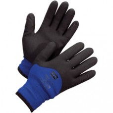 NORTH Northflex Coated Cold Grip Gloves - Weather Protection - Medium Size - Nylon Shell, Polyvinyl Chloride (PVC) Palm, Polyamide, Synthetic Liner, Foam - Blue, Black - Heavyweight, Insulated, Flexible, Shock Absorbing, Vibration Resistant, Liquid Proof,